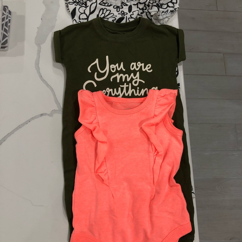 Cat & Jack 3 outfits: 2 rompers and 1 onesie